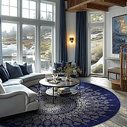 Tapis rond - Sandrigo (bleu/beige)