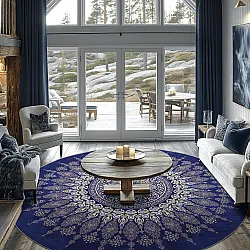 Tapis rond - Sandrigo (bleu/beige)
