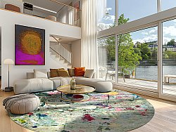 Tapis rond - Satriano (gris/multi)