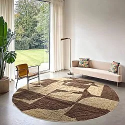 Tapis rond - Siberia Natural Cotton Shaggy (beige/marron)