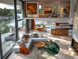 Tapis rond - Tamalous (beige/vert)