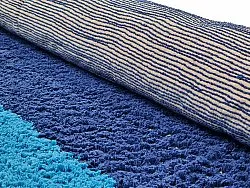 Tapis rond - Taro Natural Cotton Shaggy (bleu)