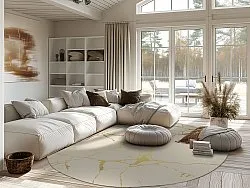 Tapis rond - Vieste (beige/doré)