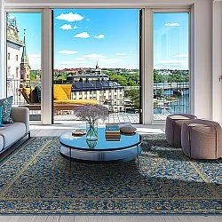 Tapis Wilton - Vinadio (bleu/doré)