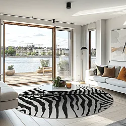 Tapis rond - Zebra (noir/blanc)