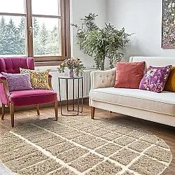 Tapis rond - Zola Natural Cotton Shaggy (beige)