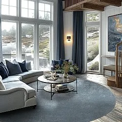 Tapis rond - Lynton (bleu)