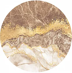 Tapis rond - Padova (marron/blanc/doré)