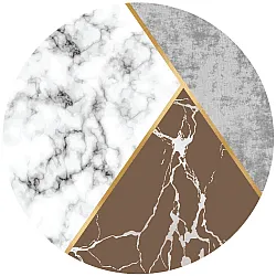 Tapis rond - Savino (gris/blanc/marron)