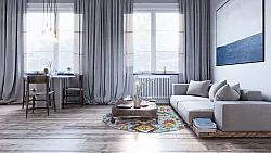 Tapis rond - Misare (bleu/multicolore)