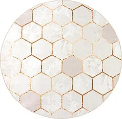 Tapis rond - Morino (beige/blanc/doré)