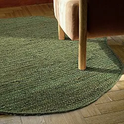 Tapis rond irrégulier en jute - San Francisco (vert militaire)