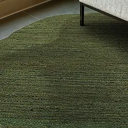 Tapis rond irrégulier en jute - San Francisco (vert militaire)