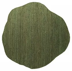 Tapis rond irrégulier en jute - San Francisco (vert militaire)