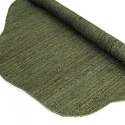 Tapis rond irrégulier en jute - San Francisco (vert militaire)