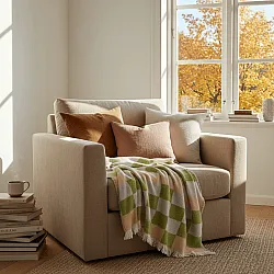 Plaids - Plaid en mélange de laine - Audrey Check (beige/vert/violet)