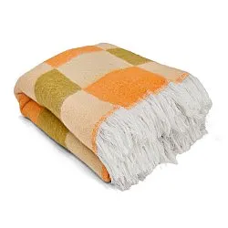 Plaids - Plaid en mélange de laine - Audrey Check (beige/jaune/orange)