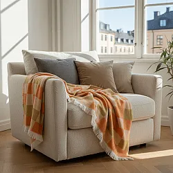 Plaids - Plaid en mélange de laine - Audrey Check (beige/jaune/orange)
