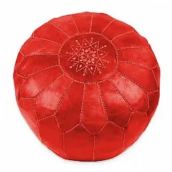 Pouf - Cuir marocain (rouge)