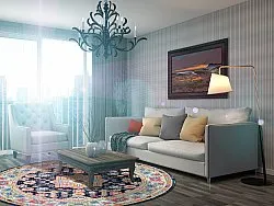 Tapis rond - Kayaköy (multicolore)