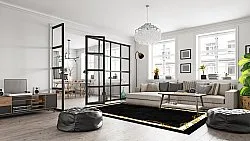 Tapis Wilton - Vilia (noir/blanc/doré)