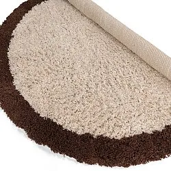 Tapis rond - Sagres Natural Cotton Shaggy (blanc cassé/marron)