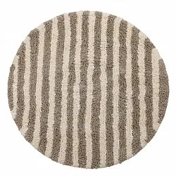 Tapis rond - Thira Stripe Cotton Shaggy (crème/taupe)