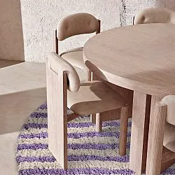 Tapis rond - Thira Stripe Cotton Shaggy (crème/violet clair)