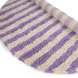 Tapis rond - Thira Stripe Cotton Shaggy (crème/violet clair)