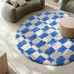 Tapis rond - Atrani Natural Cotton Shaggy (bleu)