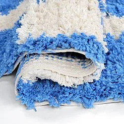 Tapis rond - Atrani Natural Cotton Shaggy (bleu)