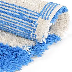 Tapis rond - Atrani Natural Cotton Shaggy (bleu)