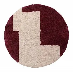 Tapis rond - Begur Natural Cotton Shaggy (blanc cassé/bordeaux)