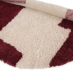 Tapis rond - Begur Natural Cotton Shaggy (blanc cassé/bordeaux)