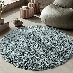 Tapis rond - Combarro Solid Cotton Shaggy (bleu clair)