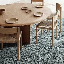 Tapis rond - Combarro Solid Cotton Shaggy (bleu clair)