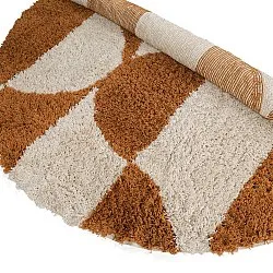 Tapis rond - Kalymnos Natural Cotton Shaggy (blanc cassé/ocre)