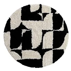 Tapis rond - Marvao Natural Cotton Shaggy (blanc cassé/noir)