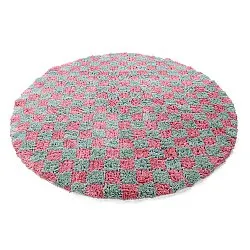 Tapis rond - Methoni Check Cotton Shaggy (bleu clair/rose clair)