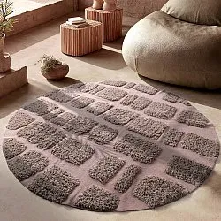 Tapis rond - Otranto Natural Cotton Shaggy (taupe)
