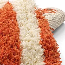Tapis rond - Thira Stripe Cotton Shaggy (jaune clair/orange clair)