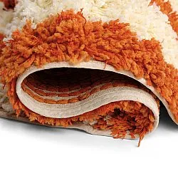 Tapis rond - Thira Stripe Cotton Shaggy (jaune clair/orange clair)