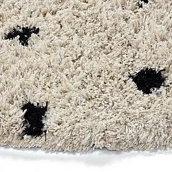 Tapis rond - Soria Natural Cotton Shaggy (blanc cassé/noir)