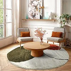 Tapis ronds - Sanghar (blanc/orange/vert)