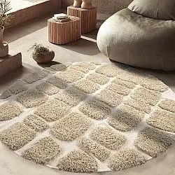 Tapis rond - Otranto Natural Cotton Shaggy (blanc cassé)