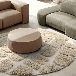 Tapis rond - Otranto Natural Cotton Shaggy (blanc cassé)