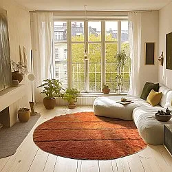 Tapis rond - Leora Natural Cotton Shaggy (orange/marron)