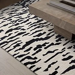 Tapis shaggy - Zebra Tufted Wool Premium (blanc/noir)
