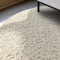 Tapis rond - Fassale Hand Woven Wool Shaggy (blanc)