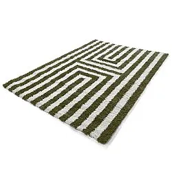 Tapis à poils longs - Imilchil (blanc/vert)